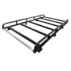 2400mm Black Aluminium Powder Coated Ute Tool Tradesman Ladder Rack - With Rear Roller - BLACK BK-OHRK