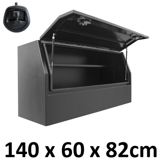 1400 x 600 x 820mm Flat Black Alloy Ute Truck Trailer 3/4 Side Toolbox Tool Box 1468HD-B