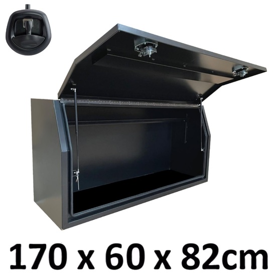 1700 x 600 x 820mm Flat Black Alloy Ute Truck Trailer Full Side Toolbox Tool Box 1768FD-B