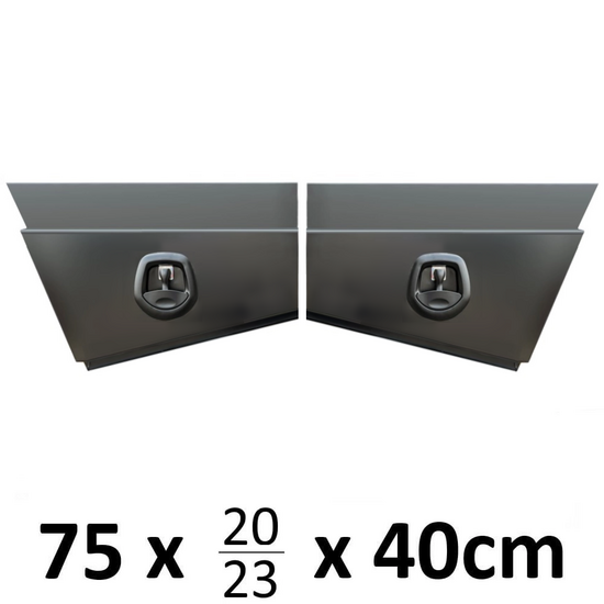 750 x 230 x 400mm Flat Black Alloy Ute Truck SET Under Body Tray Tool Box 4x4 724RLN-B