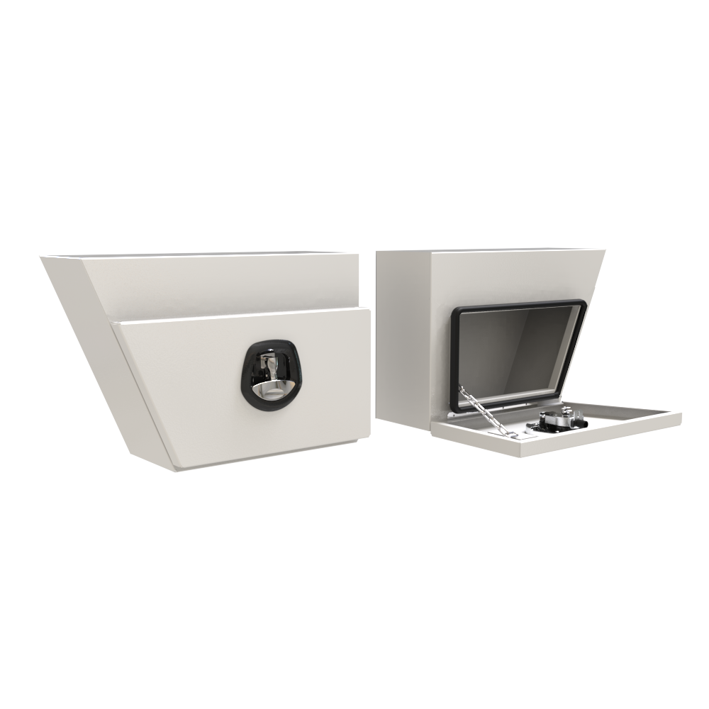 600 x 230 x 400mm White Flat Aluminium SET PAIR Ute Toolbox Truck Storage Under Body Tray Storage Strap Tool Box 624RLC-W