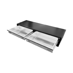 1020 x 440 x 230mm Black Aluminium 2 Drawer Unit for Ute Truck Tool box Canopy Caravan Toolbox 1200D