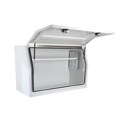 1200 x 600 x 820mm White Flat Aluminium Full Side Opening Ute Tool Box Truck Trailer Toolbox Shelving 1268FD-W