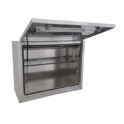 1400 x 600 x 1200mm Aluminium Checker Full Side Opening Truck Tool Box HIGH Side Trailer Toolbox Shelving 1461