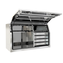 1400 x 600 x 820mm Raw Flat Full Side Opening 4 Drawer Slide Ute Tool Box Truck Trailer Toolbox Shelving 1468FD-4SFP