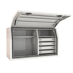 1400 x 600 x 820mm White Flat Aluminium Full Side Opening 4 Drawer Slide Ute Tool Box Truck Trailer Toolbox Shelving 1468FD-4SW