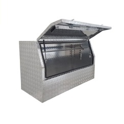 1400 x 600 x 820mm Aluminium Checker 3/4 Half Side Opening Ute Tool Box Truck Trailer Toolbox Shelving 1468HD