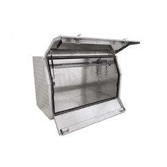 1400 x 600 x 820mm Aluminium Checker Full or Half Side Multi Lid Opening Ute Tool Box Truck Trailer Toolbox Shelving 1468ML