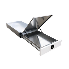 1.4m Aluminium Ute Tool box Under Tray Toolbox Trundle Roller Tray Slide Out Drawer Toolbox Benchtop Lid 1472-LT