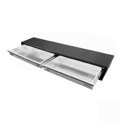 1520 x 440 x 230mm Black Aluminium 2 Drawer Unit for Ute Truck Tool box Canopy Caravan Toolbox 1700D