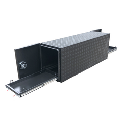 1700 x 500 x 610mm Black Aluminium Checker Ute Truck Tool Box Fridge Slide &amp; Webber BBQ Slide Camper Toolbox 1756SLD-CPB