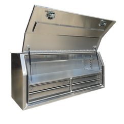 1700 x 600 x 820mm Raw Flat Aluminium Full Side Opening 4 Drawer Slide Ute Tool Box Truck Trailer Toolbox Shelving 1768FD-4A