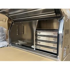 1700 x 600 x 820mm Raw Flat Aluminium Full Side Opening 4 Drawer Slide Ute Tool Box Truck Trailer Toolbox Shelving 1768FD-4SFP