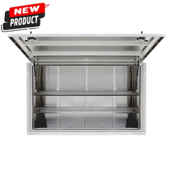 1900 x 600 x 1200mm Aluminium Flat PRO Full Side Truck Tool Box HIGH Side Toolbox Shelving Reinforced 1961-PRO-FP