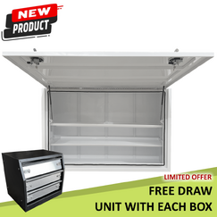1900 x 600 x 1200mm Aluminium Flat White PRO Full Side Truck Tool Box HIGH Side Toolbox Shelving Reinforced 1961-PRO-FPW