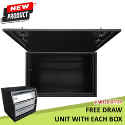 1900 x 600 x 1200mm Aluminium Checker Black Full Side Opening Truck Tool Box HIGH Side Trailer Toolbox Shelving 1961-ST-CPB