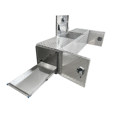 2200 x 500 x 550mm Checker Aluminium 3 Lid Slides BBQ Generator Camper Toolbox 2255-CP