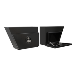 600 x 230 x 400mm Black Flat Aluminium SET PAIR Ute Toolbox Truck Storage Under Body Tray Storage Strap Tool Box 624RLC-B
