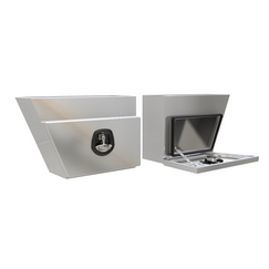 600 x 230 x 400mm Raw Flat Aluminium SET PAIR Ute Toolbox Truck Storage Under Body Tray Storage Strap Tool Box 624RLC-FP