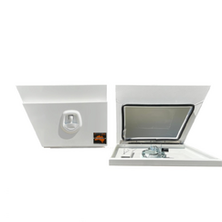 600 x 230 x 400mm White Flat Aluminium SET PAIR Ute Toolbox Truck Storage Under Body Tray Storage Strap Tool Box 624RLC-W