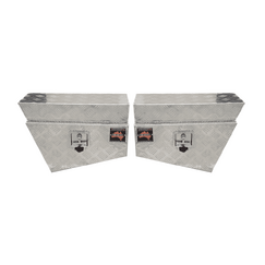 600 x 230 x 400mm Aluminium Checker SET PAIR Ute Toolbox Truck Storage Under Body Tray Storage Strap Tool Box Off Road Tapper 624RLN