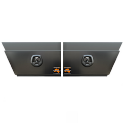 750 x 230 x 400mm Black Flat Aluminium SET PAIR Ute Toolbox Truck Storage Under Body Tray Storage Strap Tool Box 724RLC-B