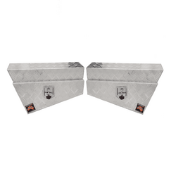 750 x 230 x 400mm Aluminium Checker SET PAIR Ute Toolbox Truck Storage Under Body Tray Storage Strap Tool Box Off Road Tapper 724RLN