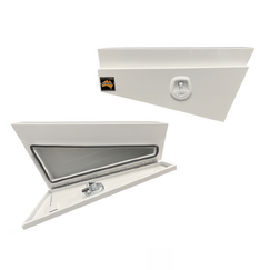 940 x 230 x 400mm White Flat Aluminium SET PAIR Ute Toolbox Truck Storage Under Body Tray Storage Strap Tool Box Off Road Tapper 924RLN-W