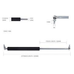 Gas Strut 120-320/100N GS120-320-100N