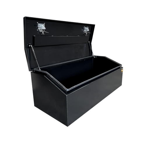 1400 x 600 x 500mm Black Flat Aluminium Top Chest Opening Ute Tool box 4 Your Truck Ute Trailer Toolbox & Canopy 1465-B